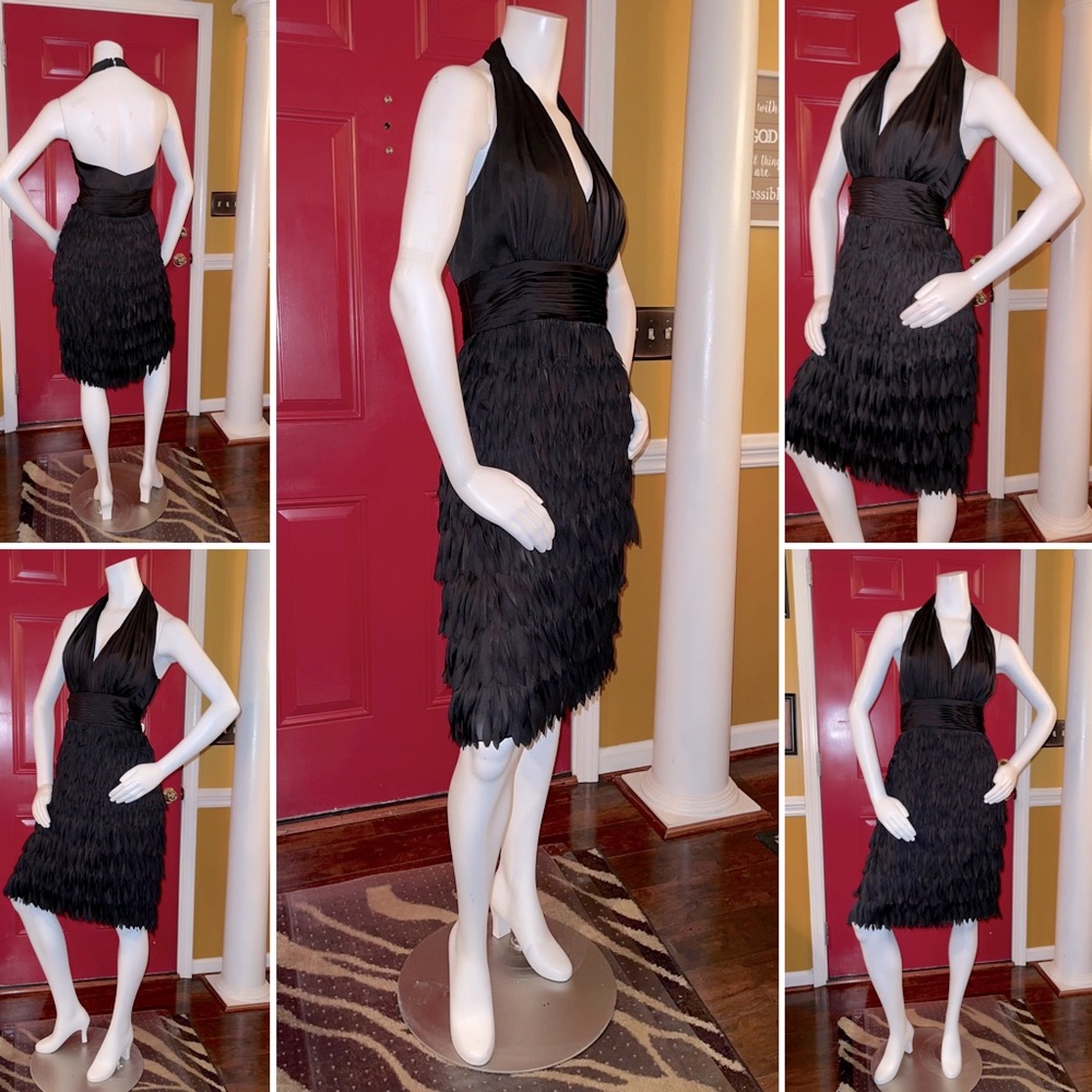 JS Collection Feather Style Halter Dress